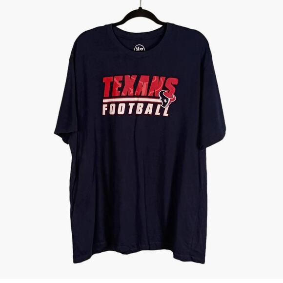 '47 Brand Mens XXL Navy Blue NFL Houston Texans Football T-Shirt 100% Cotton - Picture 1 of 6